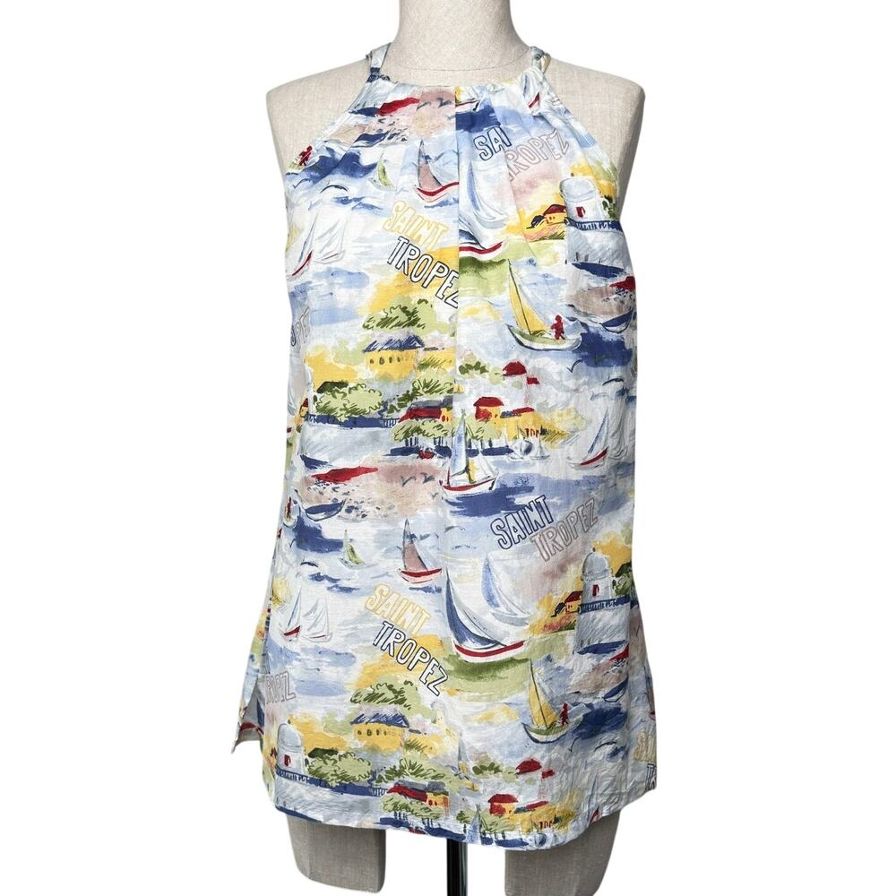 Tommy Bahama Cotton Silk Voile Saint Tropez Halter Top Resort Summer Small